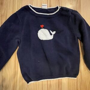Janie and Jack Navy Sweater with Whale Design